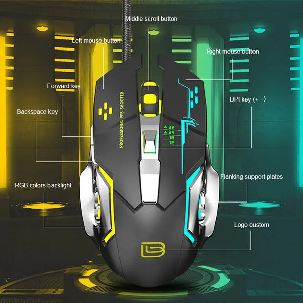 BAJEAL G8 RGB Gaming Mouse – Ergonomic, Wired, Programmable | Up to 3200 DPI