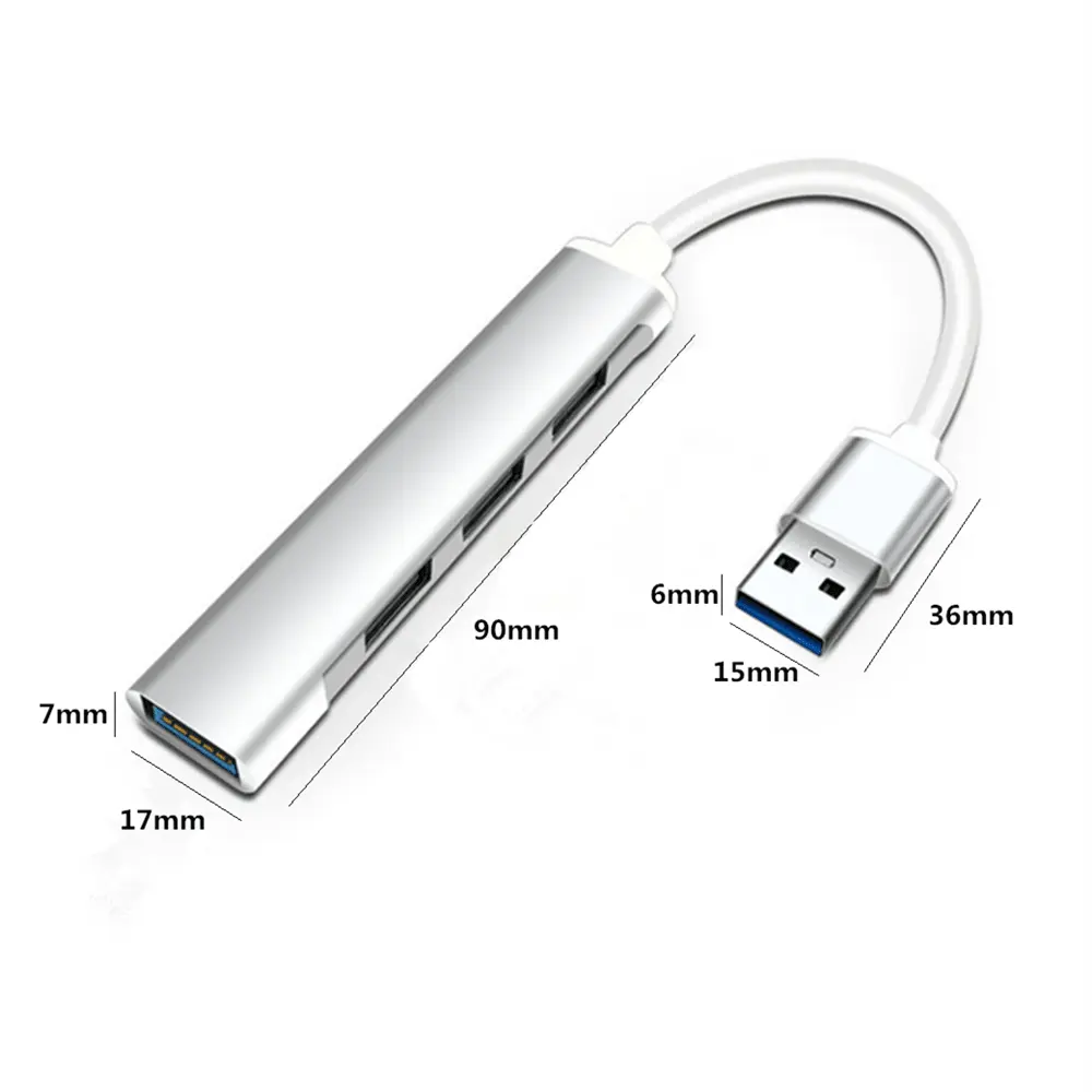 Slim 4-Port USB 3.0 Hub Adapter | High-Speed Data Hub for PC & Laptop