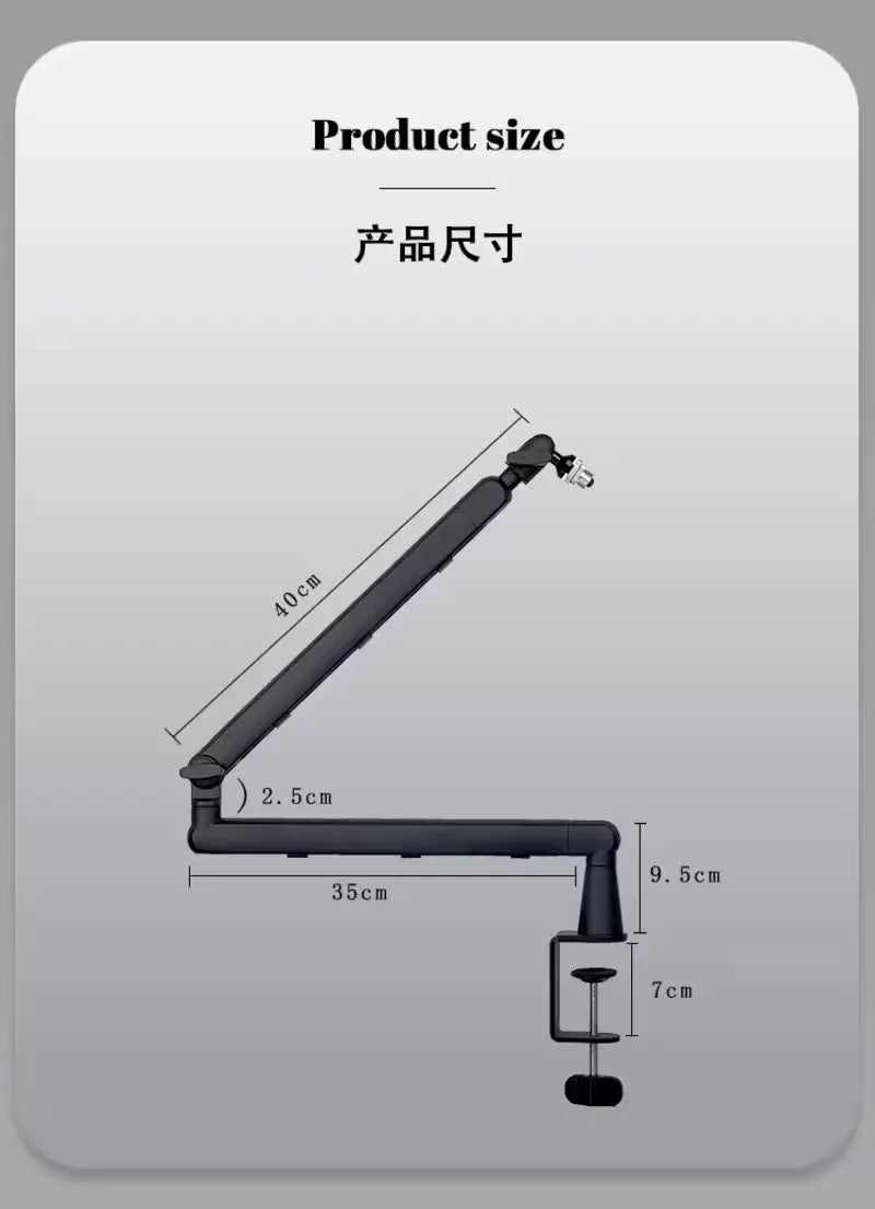 GAZ-NB10 Professional Adjustable Microphone Boom Arm Stand with Table Clamp