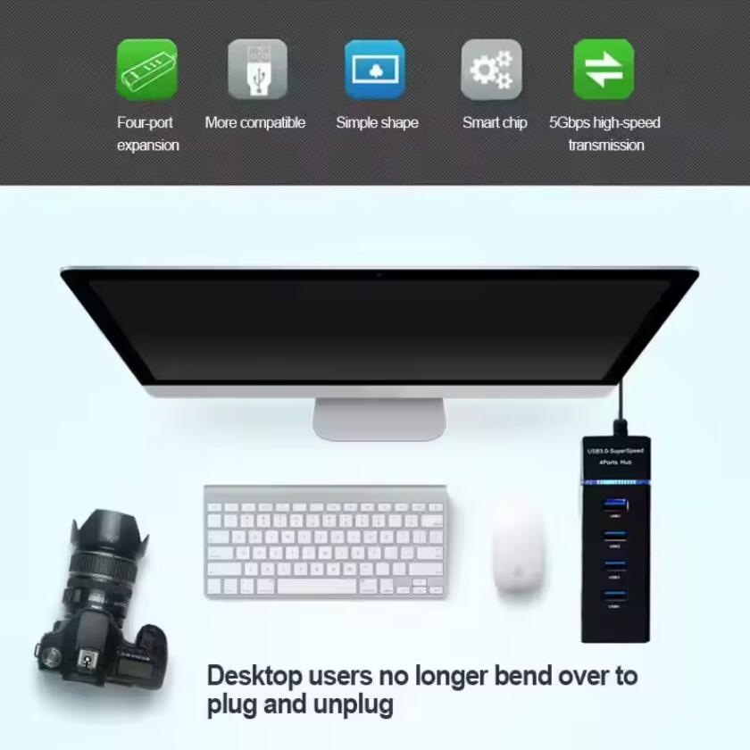 4-Port Powered USB 2.0 Hub with 1.2M Long Cable & Fuse Protection