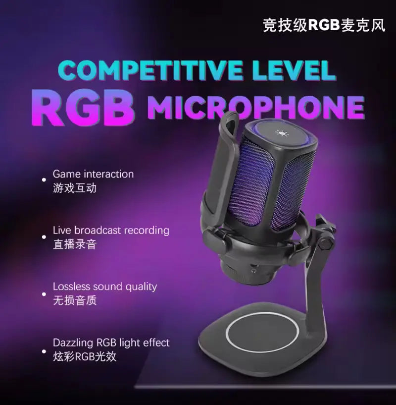 GAM-S1 RGB USB Condenser Microphone with Quick Mute & Pop Filter