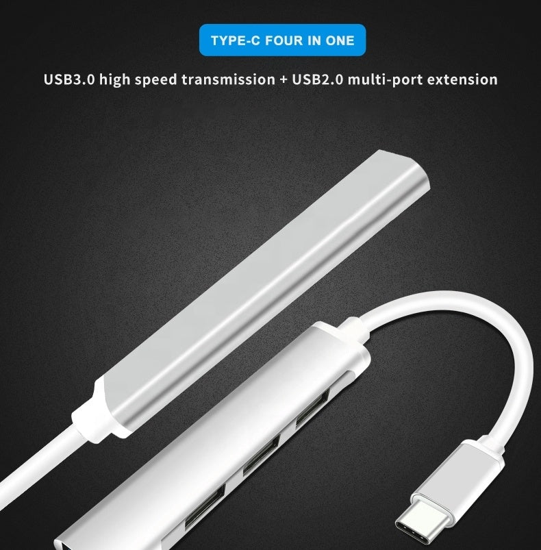 Slim 4-Port USB-C Hub Adapter | High-Speed USB 3.0