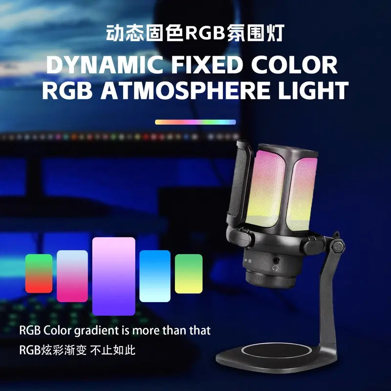 GAM-S1 RGB USB Condenser Microphone with Quick Mute & Pop Filter