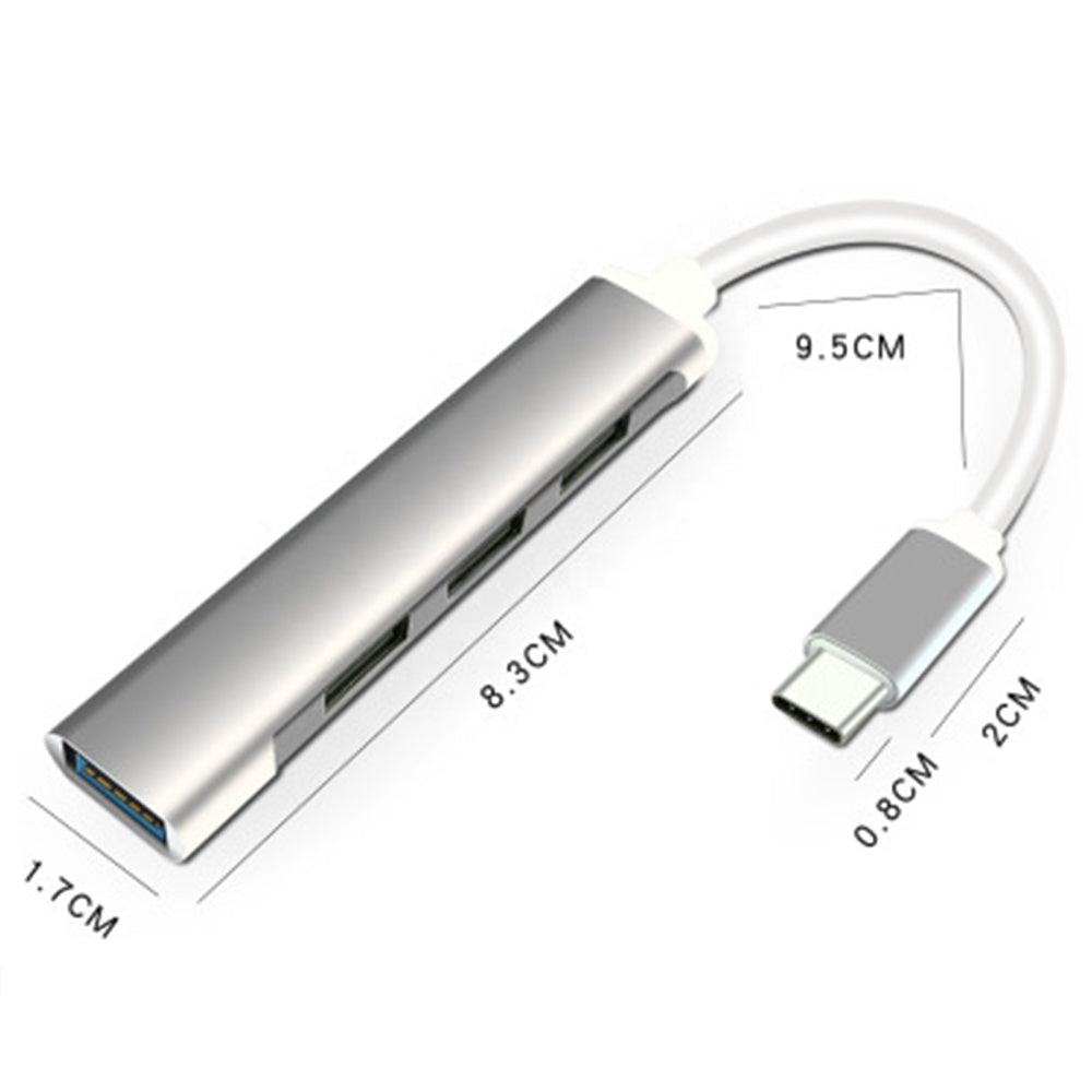 Slim 4-Port USB-C Hub Adapter | High-Speed USB 3.0