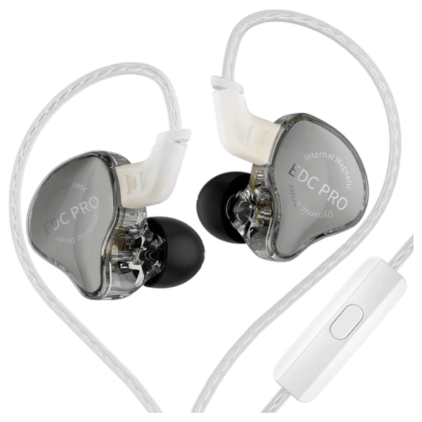 KZ EDC Pro Earphones with Mic – Silver-Plated Cable