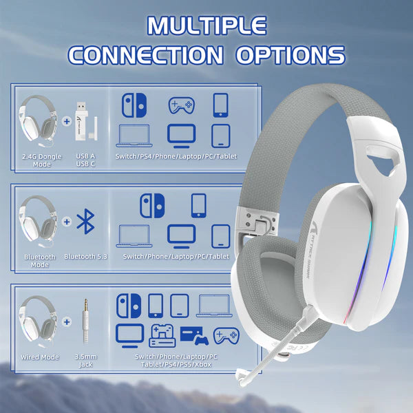 ATTACK SHARK L90 Foldable RGB Ultra-Light Tri-Mode Gaming Headset