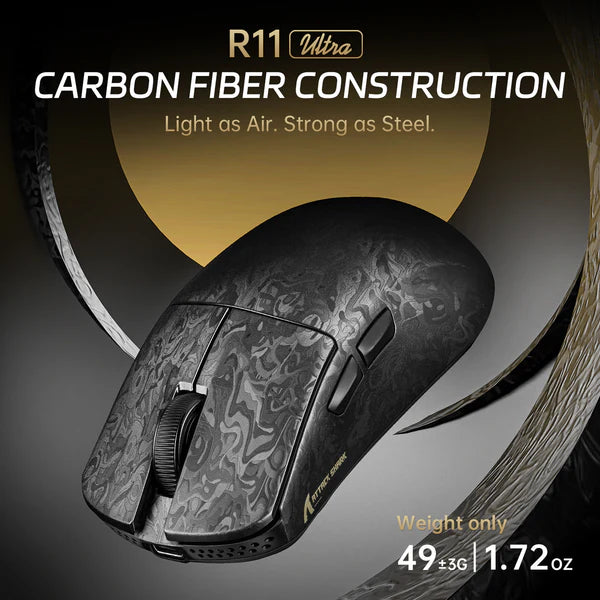 ATTACK SHARK R11 ULTRA Carbon Fiber Wireless 8K Gaming Mouse Black