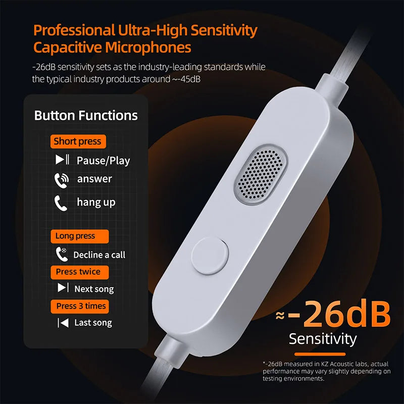 KZ M2 Dual-Mic Silver-Plated OFC Earphone Cable