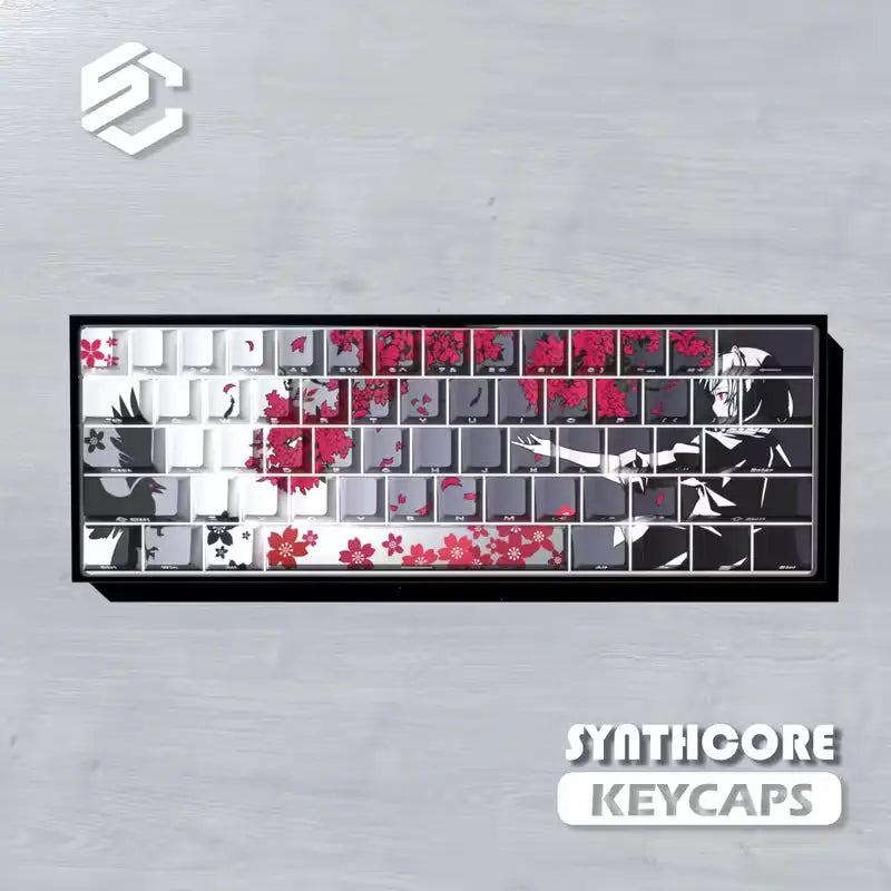 FGT-003K Cherry Blossom Girl Sakura Raven 74-Key PBT Keycap Set