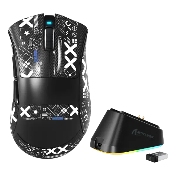ATTACK SHARK V3PRO Ultra-Light Tri-Mode Gaming Mouse with Charging Dock – 25,000 DPI