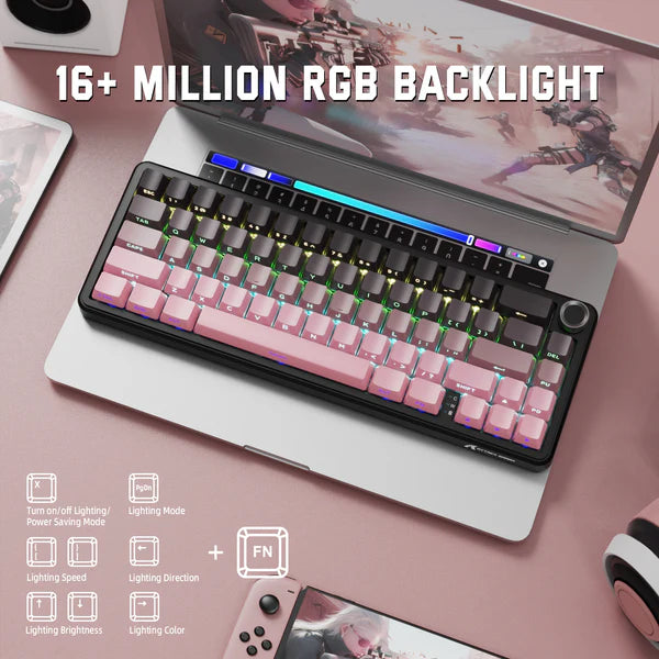 ATTACK SHARK X66 Wireless Mechanical Keyboard Pink
