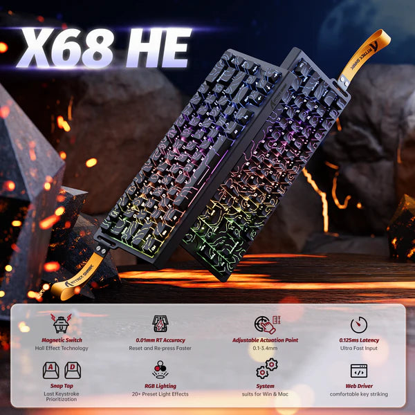 ATTACK SHARK X68HE Rapid Trigger Keyboard Magnetic Switch