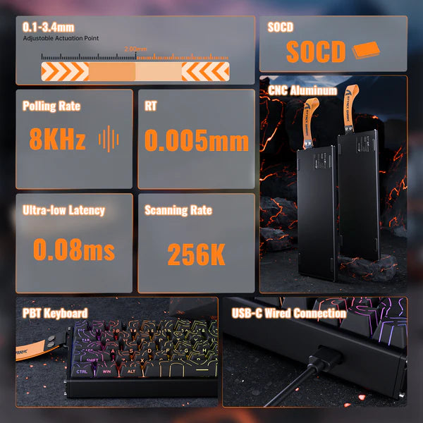 ATTACK SHARK X68MAX HE Rapid Trigger Aluminum Keyboard Magnetic Switch