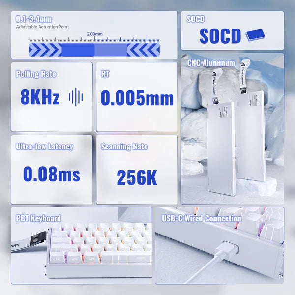 ATTACK SHARK X68MAX HE Rapid Trigger Aluminum Keyboard Magnetic Switch