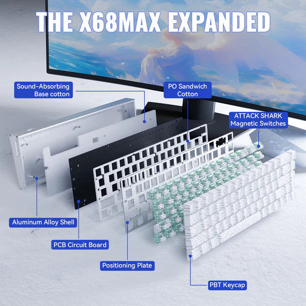 ATTACK SHARK X68MAX HE Rapid Trigger Aluminum Keyboard Magnetic Switch