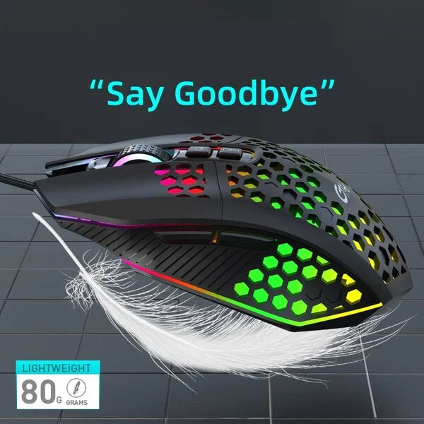 BAJEAL X801 Honeycomb RGB Gaming Mouse – 8000 DPI | 7D Programmable, Ambidextrous Wired Mouse