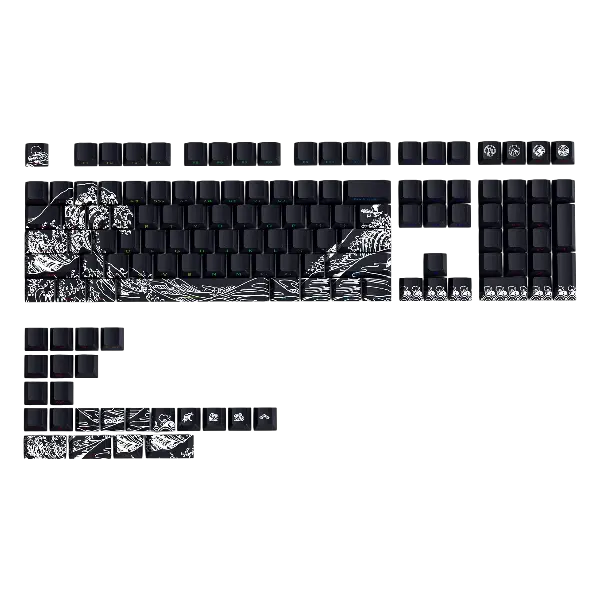 FGT-21K Wave of Kanagawa 131-Key PBT Keycap Set (Black)