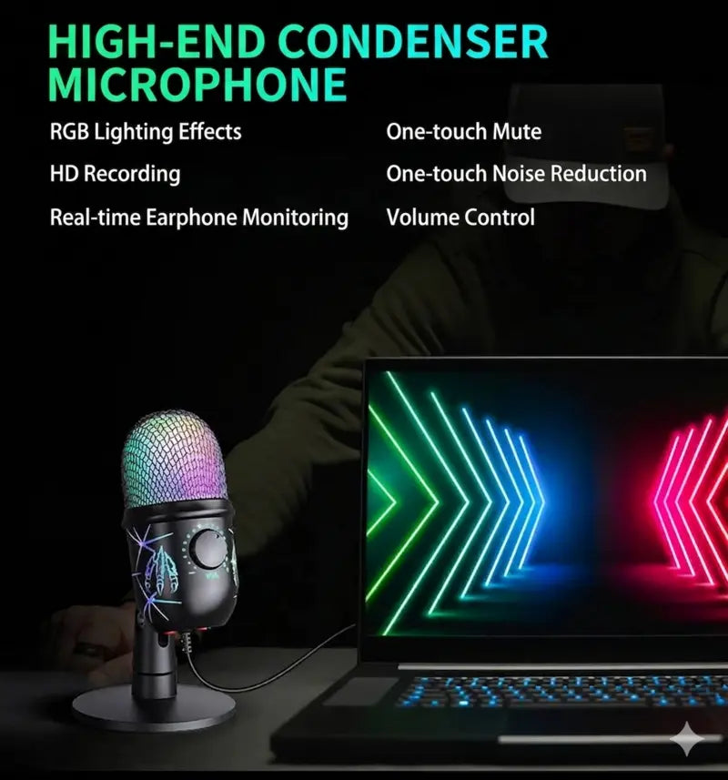 GAM-V5 COOL RGB Gaming USB Condenser Microphone with Noise Cancellation