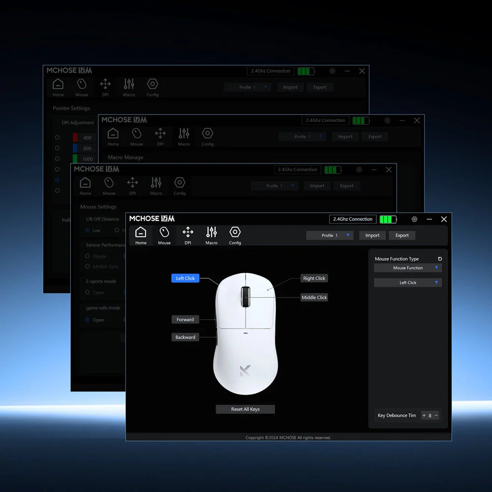 MCHOSE M7-1 TTC Golden Switch Wireless Gaming Mouse (White)