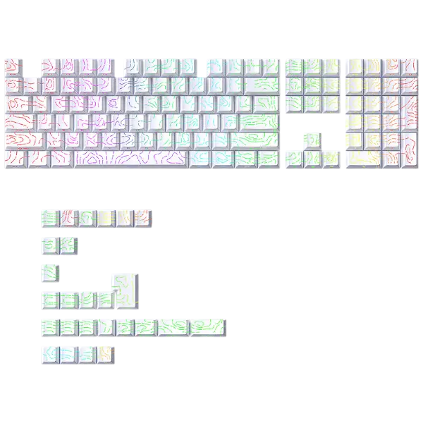 FGT-013K White Topographic Keycaps Set – 97 Keys