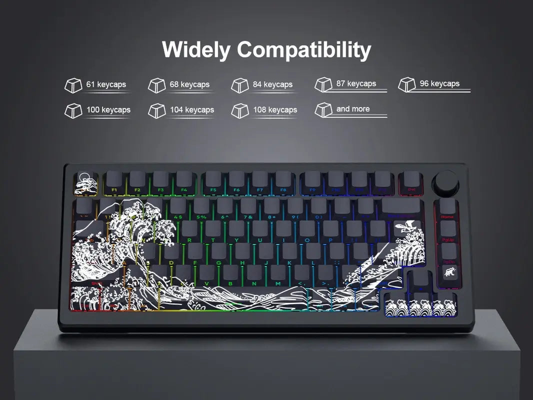 FGT-21K Wave of Kanagawa 131-Key PBT Keycap Set (Black)