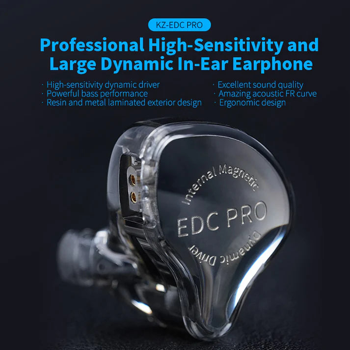 KZ EDC Pro Earphones with Mic – OFC Flat Cable