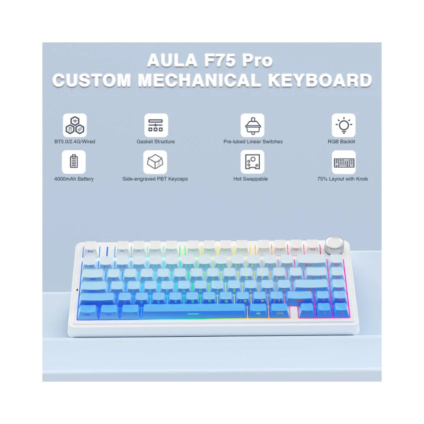 AULA F75 Pro Knob Side-Printed Mechanical Keyboard