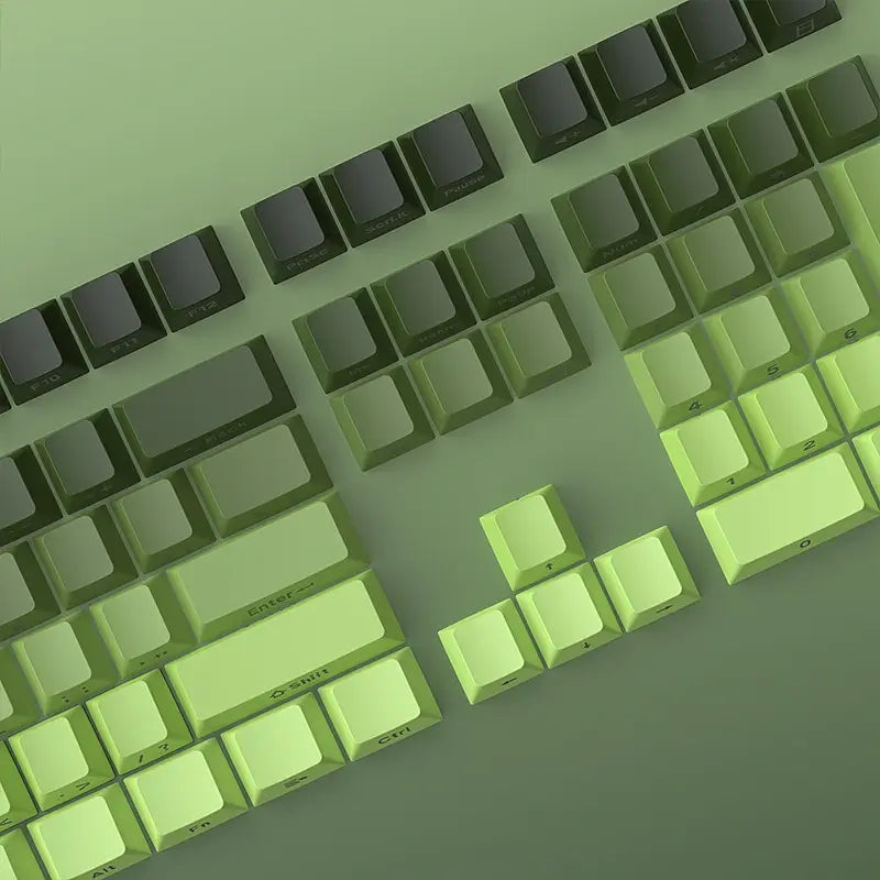 FGT-011K Matcha Green Gradient PBT Side Engraved Keycaps Set – 133 Keys