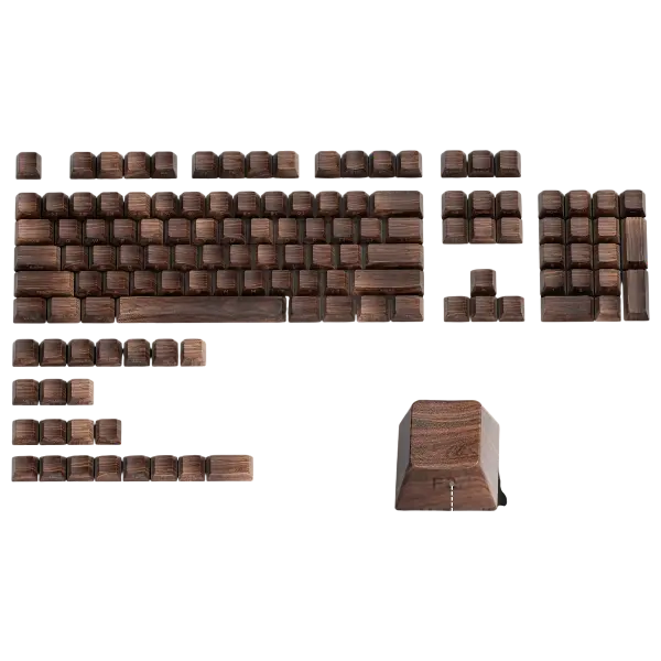 FGT-20K Walnut Wood Grain Keycaps Set – 126 Keys