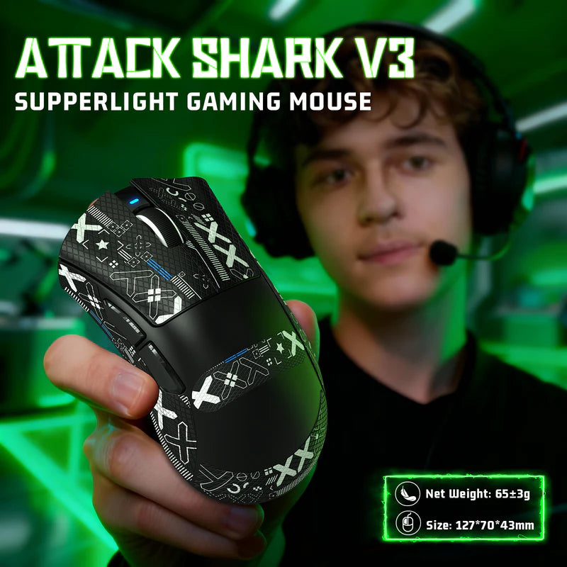 ATTACK SHARK V3 Ultra-Light Tri-Mode Gaming Mouse – 25,000 DPI