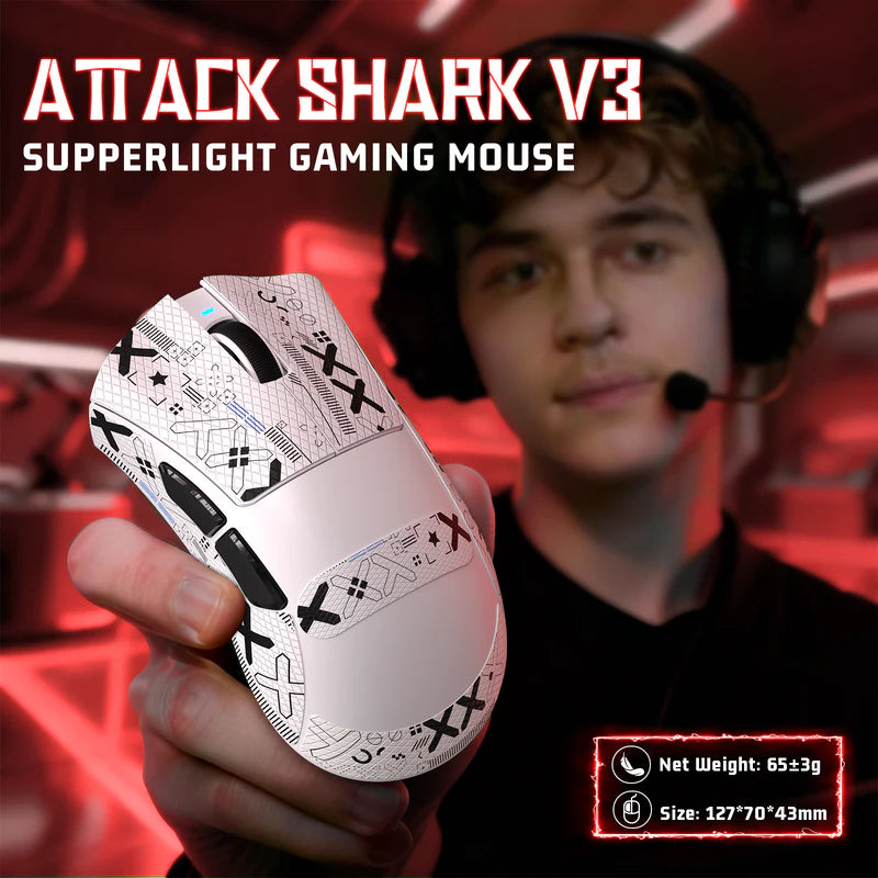 ATTACK SHARK V3 Ultra-Light Tri-Mode Gaming Mouse – 25,000 DPI