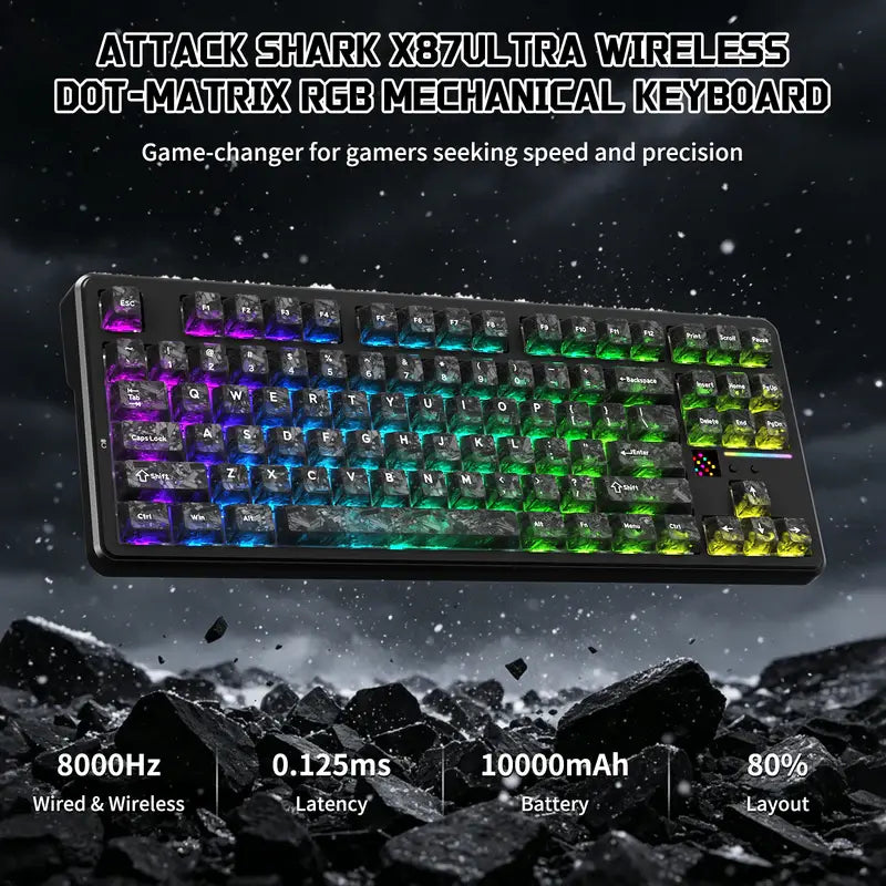 ATTACK SHARK X87 ULTRA Wireless Mechanical Keyboard with 8K Wireless Receiver