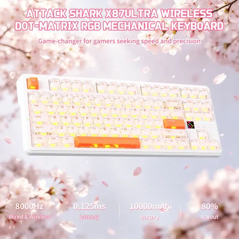 ATTACK SHARK X87 ULTRA Wireless Mechanical Keyboard with 8K Wireless Receiver