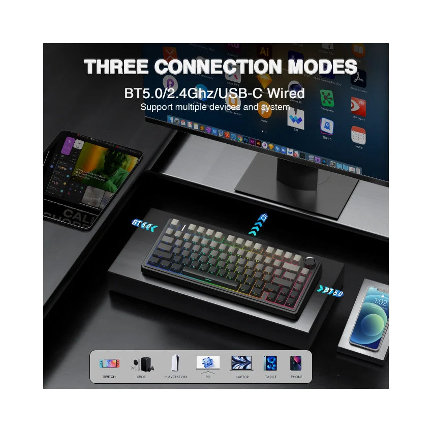AULA F75 Pro Knob Side-Printed Mechanical Keyboard