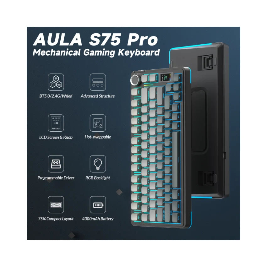 AULA S75 Pro Knob Mechanical Keyboard (Gradient Black)