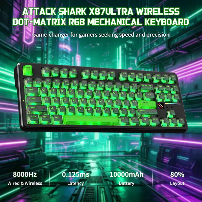 ATTACK SHARK X87 ULTRA Wireless Mechanical Keyboard with 8K Wireless Receiver