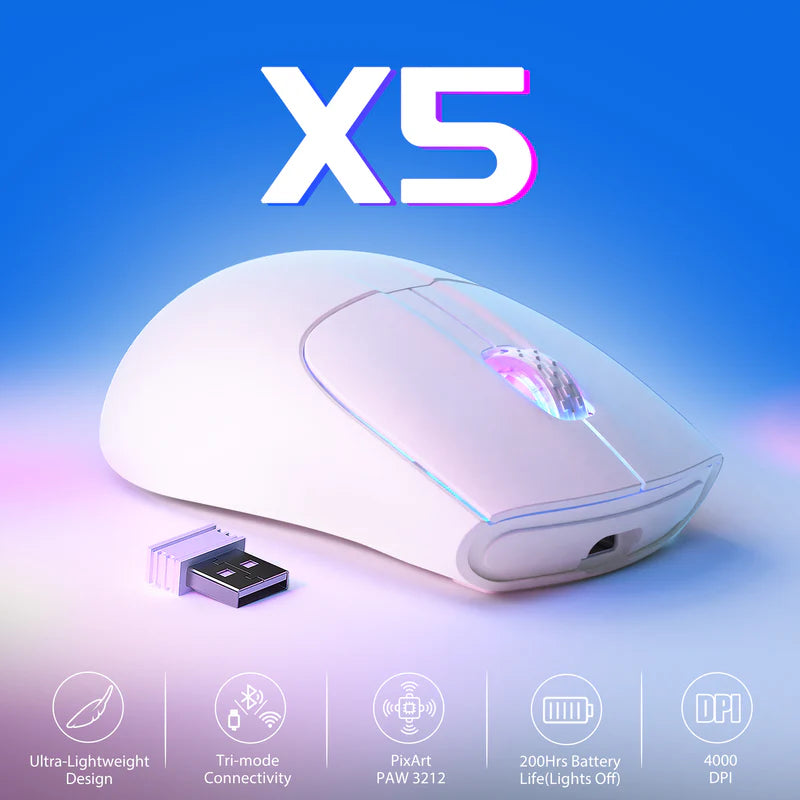 ATTACK SHARK X5 Wireless Gaming Mouse (Tri-Mode RGB Ultra-Light Mouse)