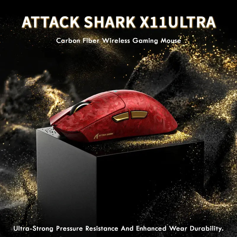 ATTACK SHARK X11 ULTRA Carbon Fiber Wireless Gaming Mouse with C06 ULTRA 8K LED Cable