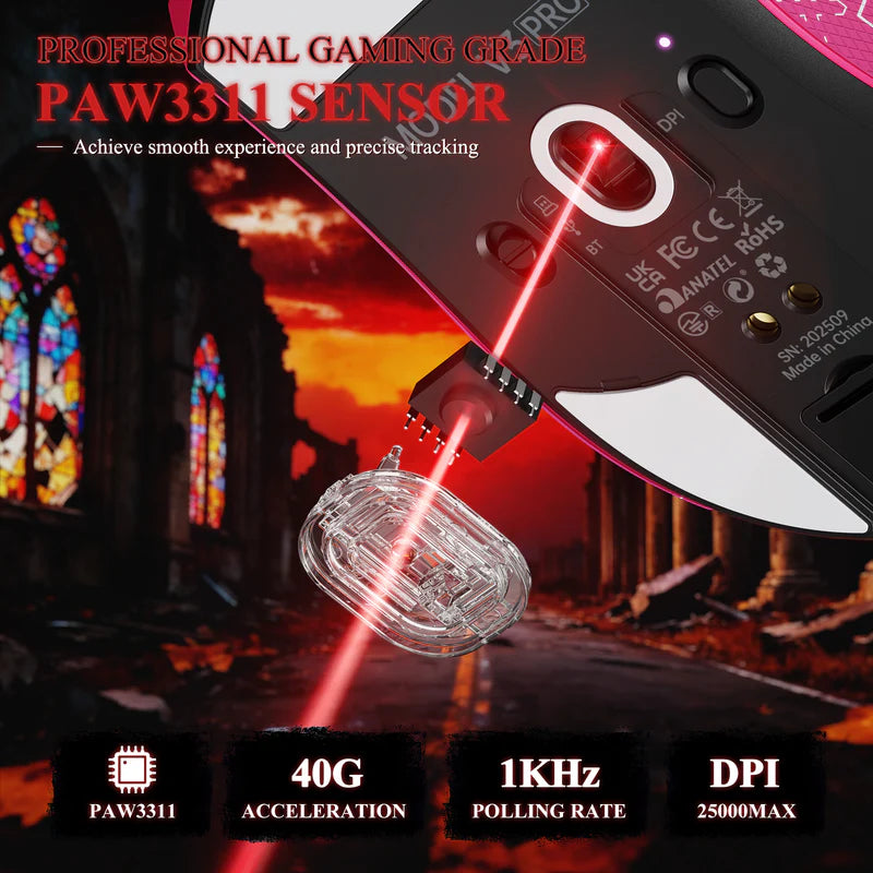 ATTACK SHARK V3PRO Ultra-Light Tri-Mode Gaming Mouse with Charging Dock – 25,000 DPI