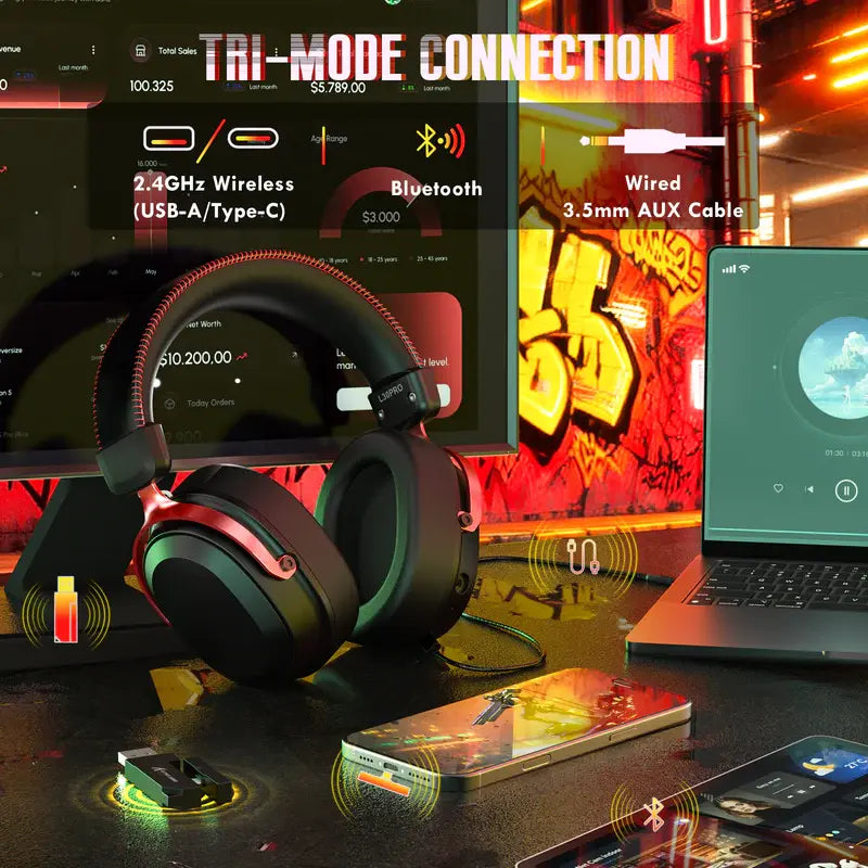 ATTACK SHARK L30PRO Tri-Mode Wireless Gaming Headset – 7.1 Surround Sound