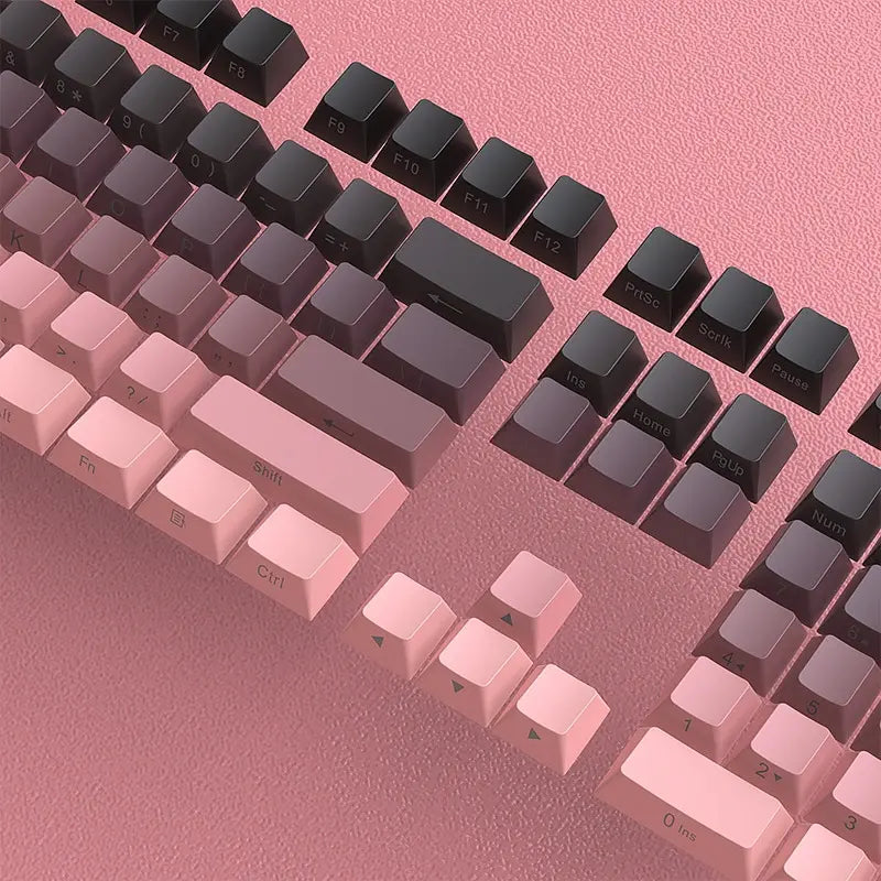 FGT-008K Strawberry Gradient PBT Side Engraved Keycaps Set – 133 Keys