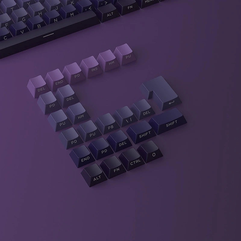FGT-012K Purple Gradient PBT Side Engraved Keycaps Set – 133 Keys