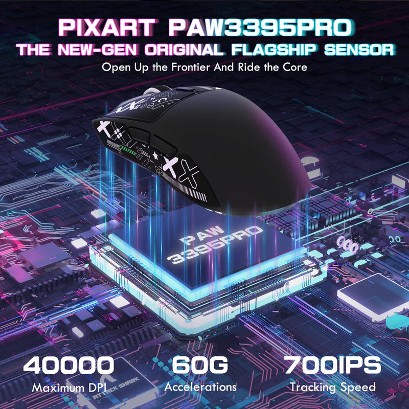 ATTACK SHARK X1 Tri-Mode Wireless Gaming Mouse (With RGB Touchpad Dock)