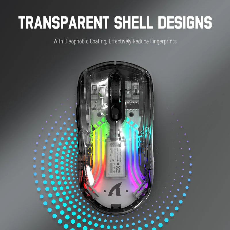 ATTACK SHARK X2 Wireless Gaming Mouse – Black Transparent (Tri-Mode RGB Mouse)