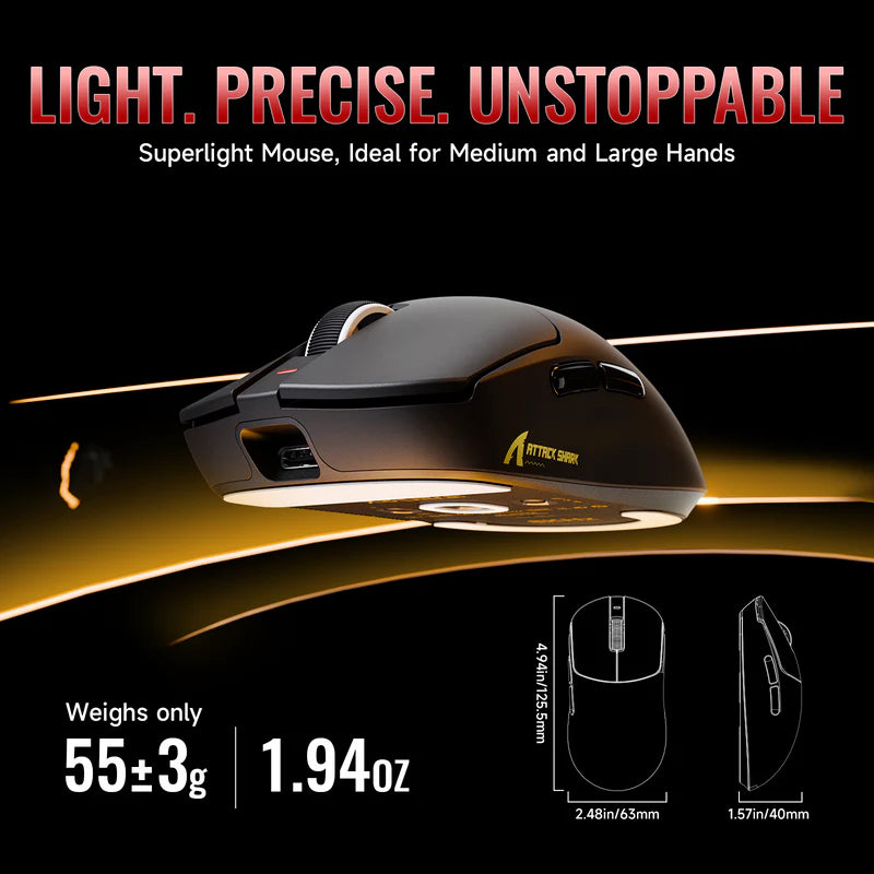 ATTACK SHARK X8 ULTIMATE Tri-Mode Lightweight Gaming Mouse – 42,000 DPI