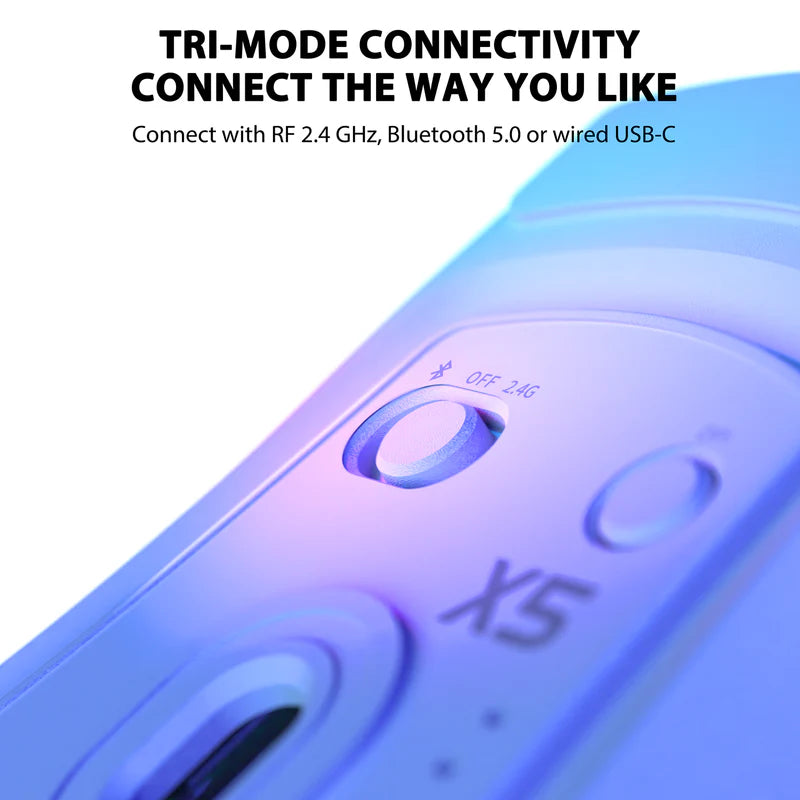 ATTACK SHARK X5 Wireless Gaming Mouse (Tri-Mode RGB Ultra-Light Mouse)