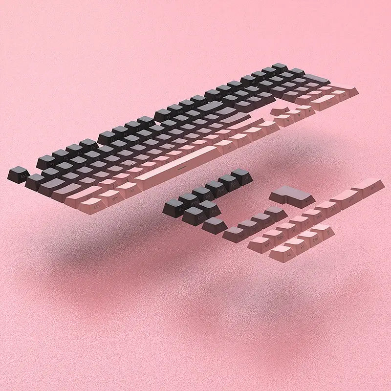 FGT-008K Strawberry Gradient PBT Side Engraved Keycaps Set – 133 Keys