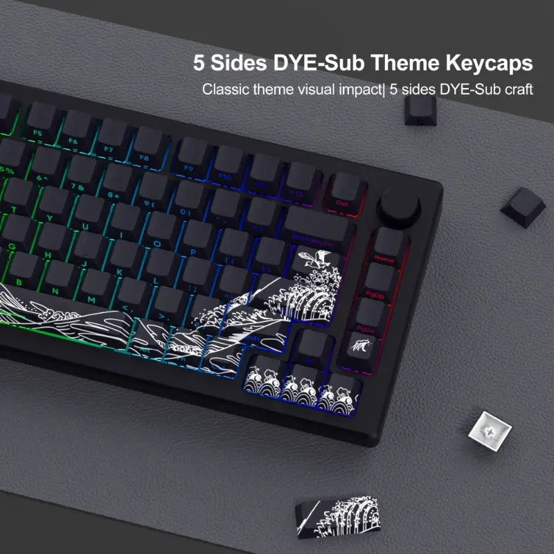 FGT-21K Wave of Kanagawa 131-Key PBT Keycap Set (Black)