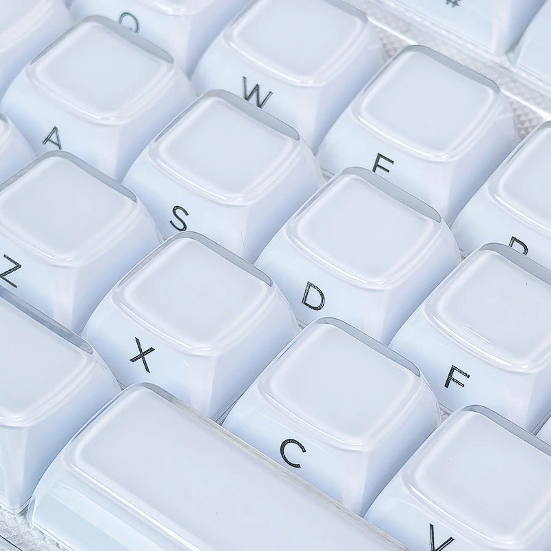 FGT-22K Jelly R2 Clear-Base White Side-Printed Keycap Set (132 Keys / MDA Profile)