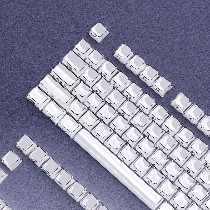 FGT-22K Jelly R2 Clear-Base White Side-Printed Keycap Set (132 Keys / MDA Profile)